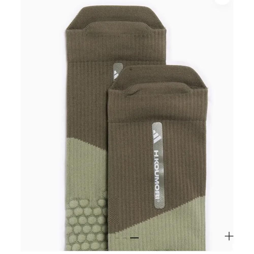 Adidas H.Koumori Socks Climacool Running Crew Size L Olive And Gray Jn2695